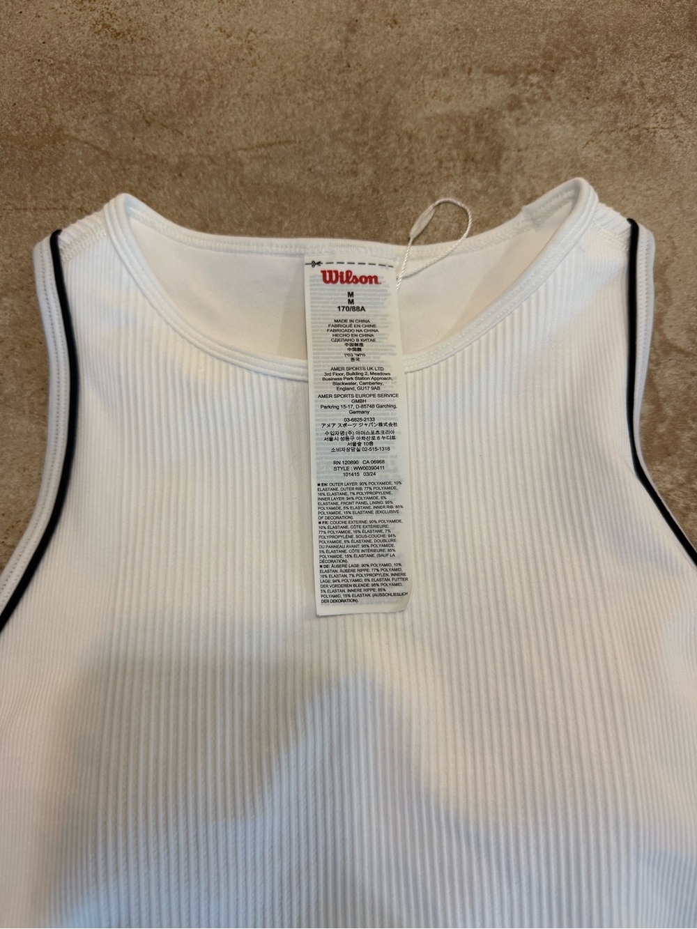 Wilson White Ribbed Cropped Tank with Black Trim & Black Midtown Tennis Skirt - Picture 3 of 4